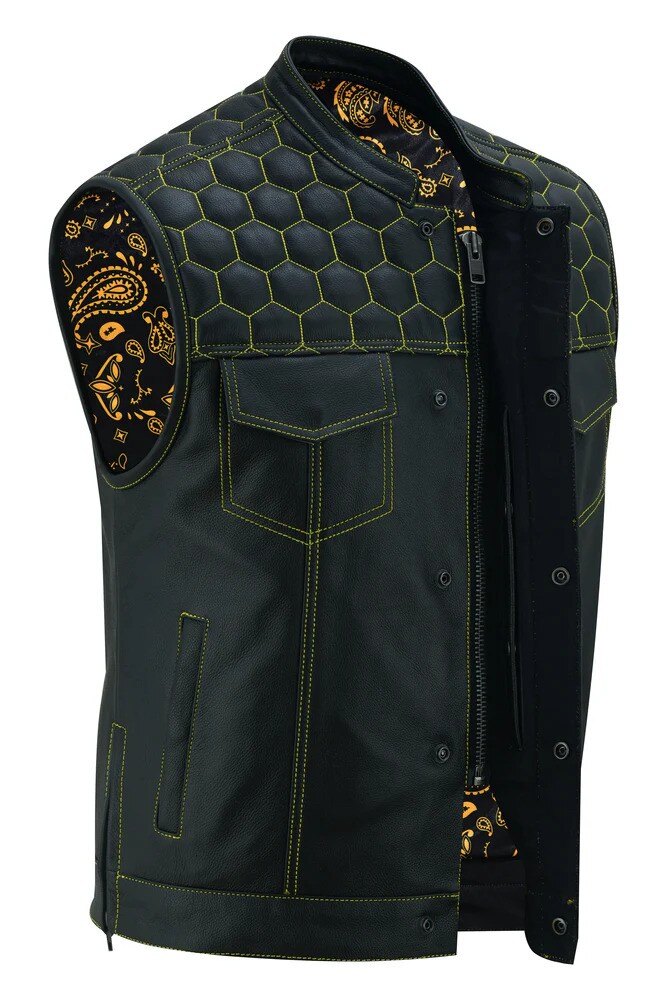 Motorcycle leather vests for men