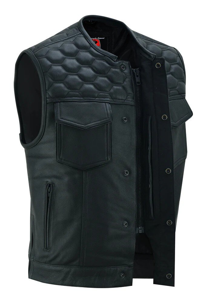 mens leather motorcycle vest